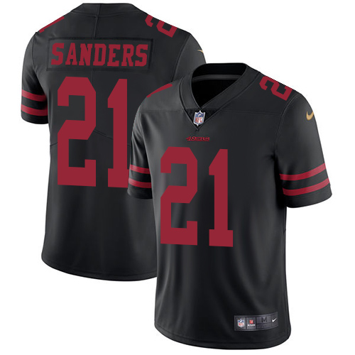 Nike 49ers #21 Deion Sanders Black Alternate Men's Stitched NFL Vapor Untouchable Limited Jersey - Click Image to Close